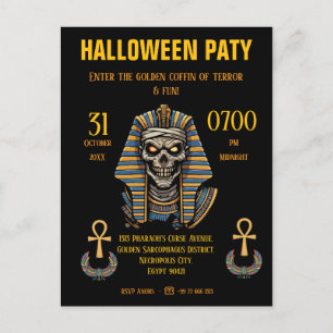 🖤 Black Pharaoh Mummy Invitation 🎃✉️ Postcard