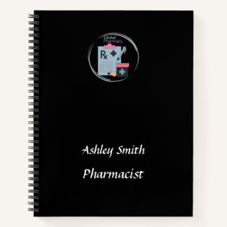 Black pharmacy logo elegant minimalist notebook