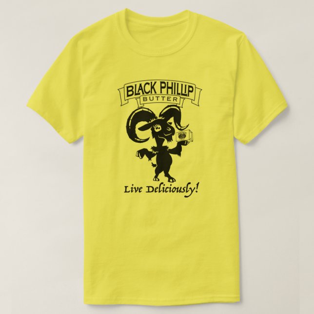 Black Phillip Butter goat tshirt - yellow (Design Front)