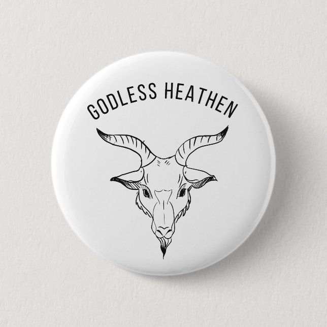 Black Phillip Godless Heathen Button (Front)
