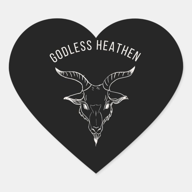 Black Phillip Godless Heathen  Heart Sticker (Front)