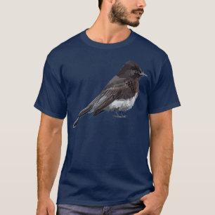 Black Phoebe Bird Flycatcher Songbird Illustration T-Shirt