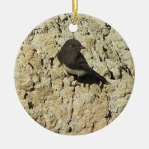 Black Phoebe Ceramic Tree Decoration