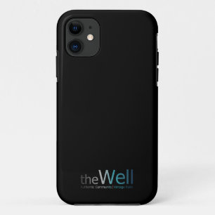 Black phone case with The Well logo