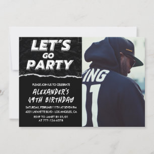 Black Photo 49th birthday invitations Men 