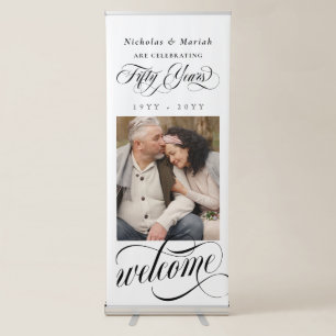 Black Photo 50th Wedding Anniversary Welcome Retractable Banner