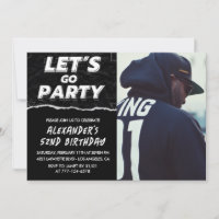 Black Photo 52nd birthday invitations Men