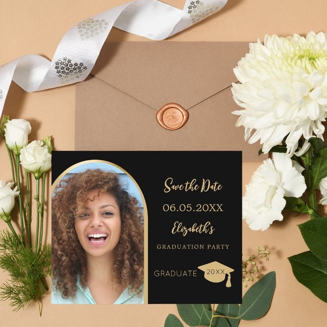 Black photo arch Graduation Save the Date Flyer (Creator Uploaded)
