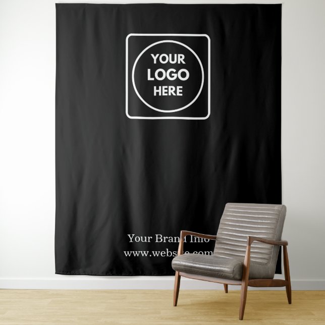 Black Photo Backdrop | Custom Logo Business Event  Tapestry (In Situ)