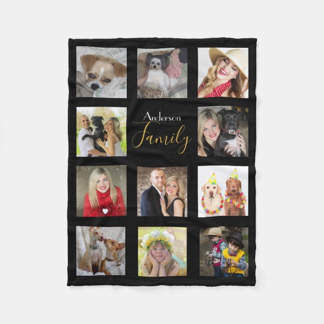 Black Photo Blanket Collage Instagram Gold (Front)