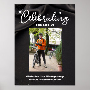 Black Photo Celebrating the life Funeral Welcome Poster