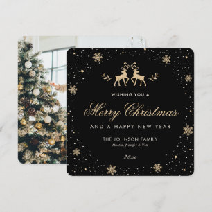 Black Photo Christmas Happy New Year Card