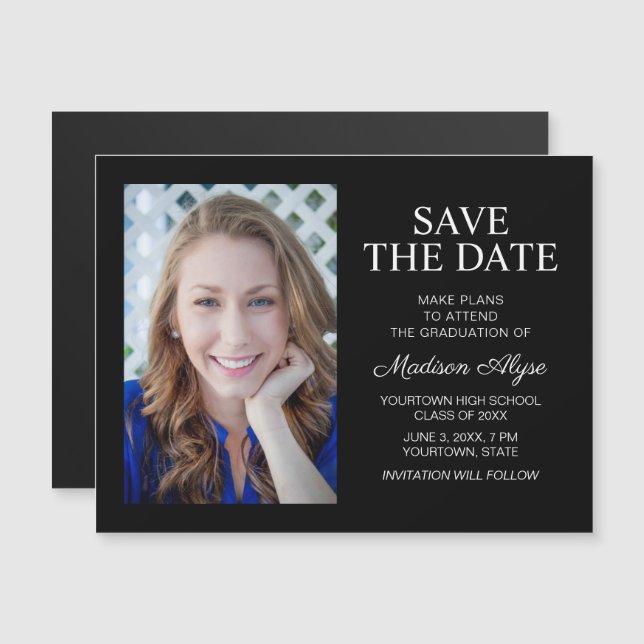 Black Photo Class of 2022 Graduation Save Date (Front/Back)