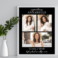 Black Photo Collage Graduation Party Sign