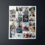 Black Photo Collage Happy Birthday Name & Age Tapestry<br><div class="desc">Tapestry for a birthday celebration featuring a photo collage of 19 photos,  name,  and age. Perfect for big celebrations where you can add lots of photos from the long life of the birthday celebrator. Birthday party decor in the form of a tapestry personalised with photos,  name,  and age.</div>