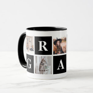 Black Photo Collage Mug for Grandparents