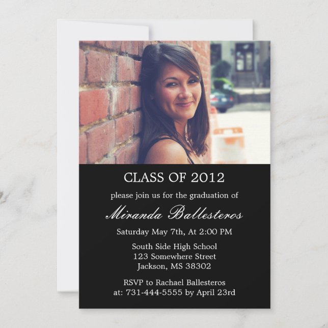 Black Photo Design Graduation Announcements (Front)