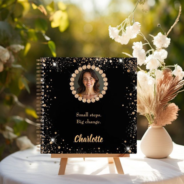 Black photo diamonds inspirational quote notebook (Creator Uploaded)