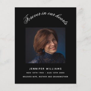 Black photo elegant funeral program