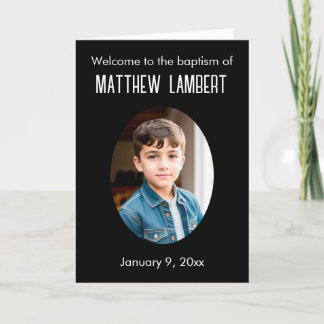 Black Photo Front Polka-Dot Folded Baptism Programme