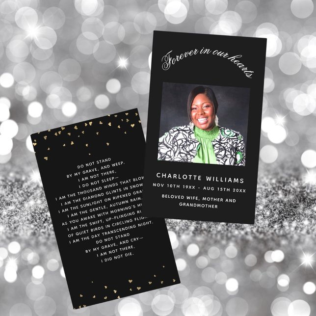 Black photo funeral prayer card (Creator Uploaded)