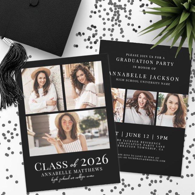 Black Photo Graduation Party Invitation (Black Photo Graduation Party Invitation)