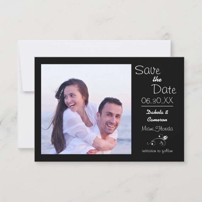 Black Photo Horizontal - 3x5 Save the Date (Front)