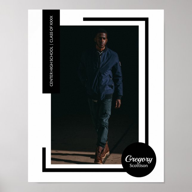 Black Photo Modern Graduation Poster (Front)