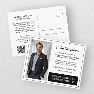 Black Photo Real Estate Agent Business  Postcard
