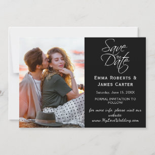 Black Photo Save the Date Magnet