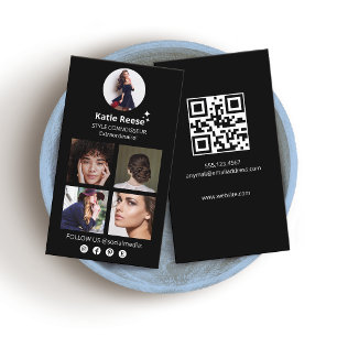 Black Photo Social Media Influencer Business Card