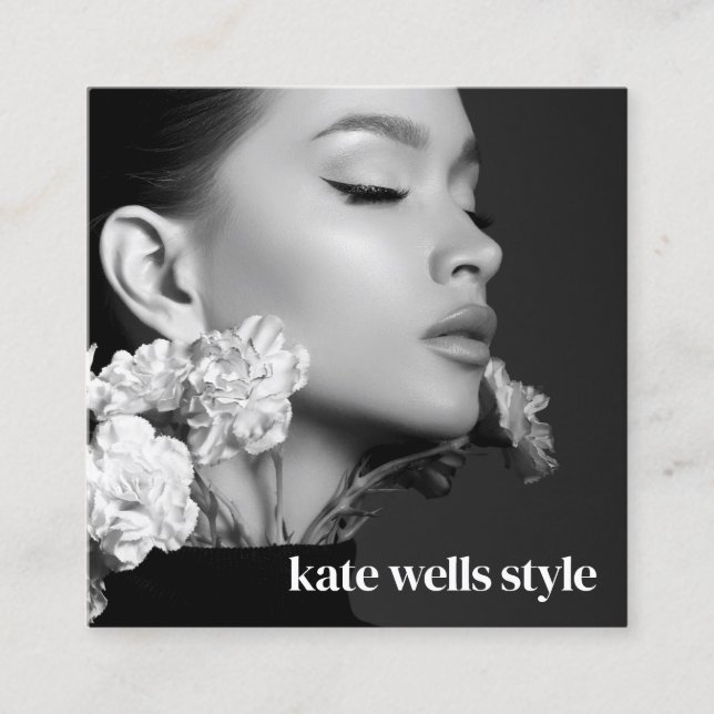 Black Photo Social Media Networking Icons Square Business Card (Front)