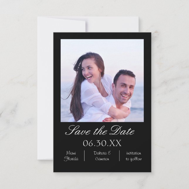 Black Photo Vertical - 3x5 Save the Date (Front)