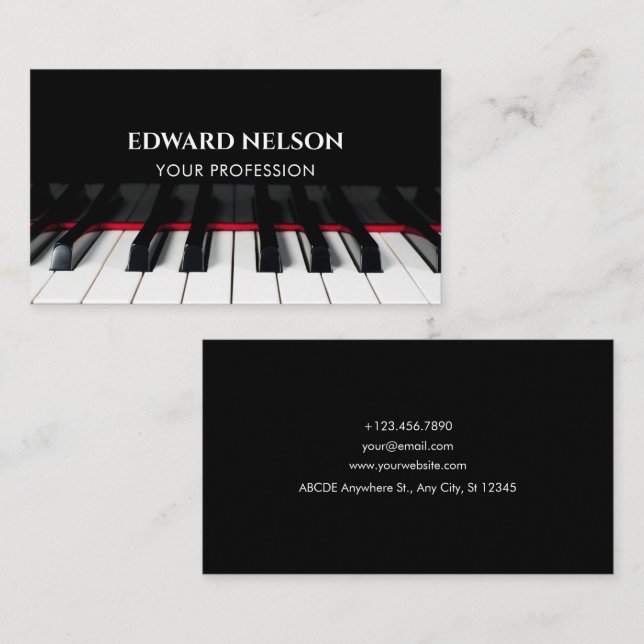 Black Piano keys Piano  Business Card (Front/Back)