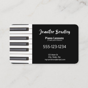 Black Piano Teacher Business Cards