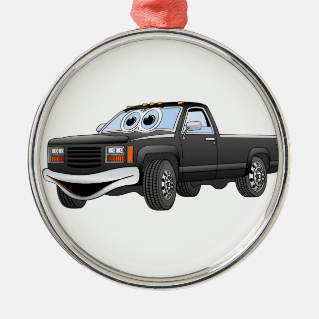 Black Pick Up Truck Cartoon Metal Tree Decoration (Front)