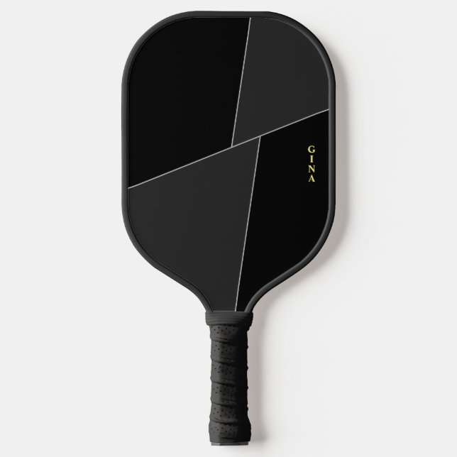 Black Pickleball Paddle with Name (Front)