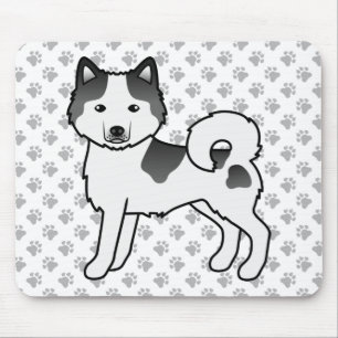 Black Piebald Alaskan Malamute Cute Cartoon Dog Mouse Mat