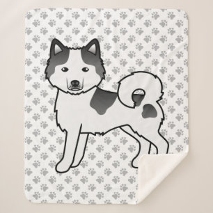 Black Piebald Alaskan Malamute Cute Cartoon Dog Sherpa Blanket