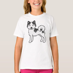 Black Piebald Alaskan Malamute Cute Cartoon Dog T-Shirt