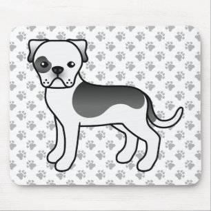 Black Piebald American Bulldog Cute Cartoon Dog Mouse Mat
