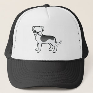 Black Piebald American Bulldog Dog Illustration Trucker Hat