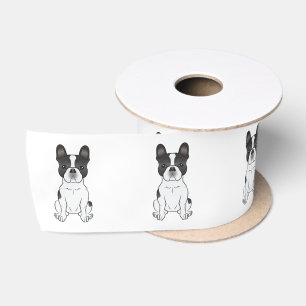 Black Piebald French Bulldog / Frenchie Cute Dog Satin Ribbon