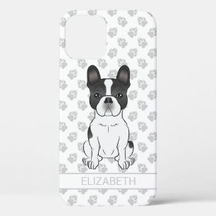 Black Piebald French Bulldog / Frenchie Dog & Name iPhone 12 Case