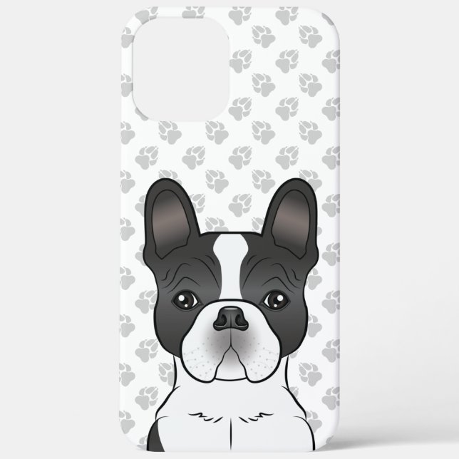 Black Piebald French Bulldog / Frenchie Dog & Paws Case-Mate iPhone Case (Back)