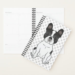 Black Piebald French Bulldog / Frenchie Dog & Paws Planner