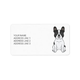 Black Piebald French Bulldog / Frenchie Dog & Text Label