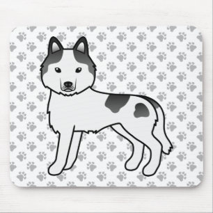 Black Piebald Siberian Husky Cute Cartoon Dog Mouse Mat
