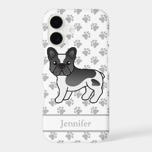 Black Pied French Bulldog Cute Cartoon Dog & Name