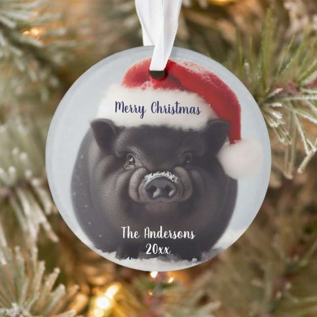 Black Pig Christmas  Ornament (Tree)